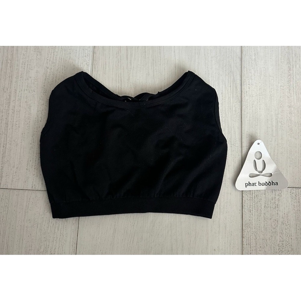 NWT Phat Buddha Sports Bra Top - Black - One Size - Strappy Back